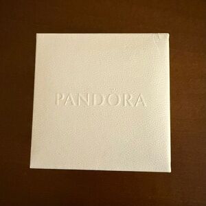 Pandora Jewelry Box For Bracelets Or Bangles, White With Black Velvet Interior